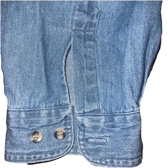 MILI DESIGNS DENIM BUTTON DOWN SHIRT TOP SIZE 1X STITCHED Bees Bugs,, - Picture 8 of 16